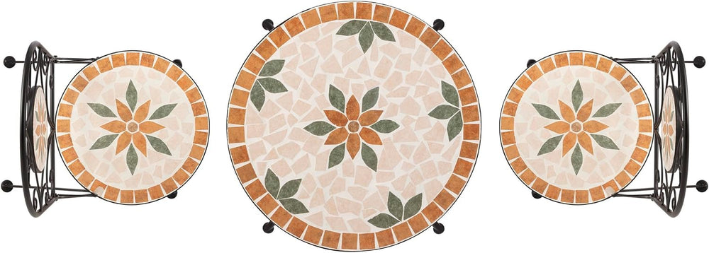 Alpine Corporation Indoor/Outdoor 3-Piece Mosaic Bistro Set Folding Table and...