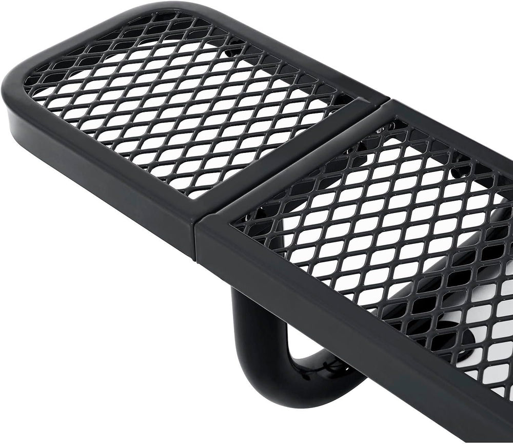 Global Industrial 8’L Rectangular Picnic Table, Expanded Metal, Black Thermop...