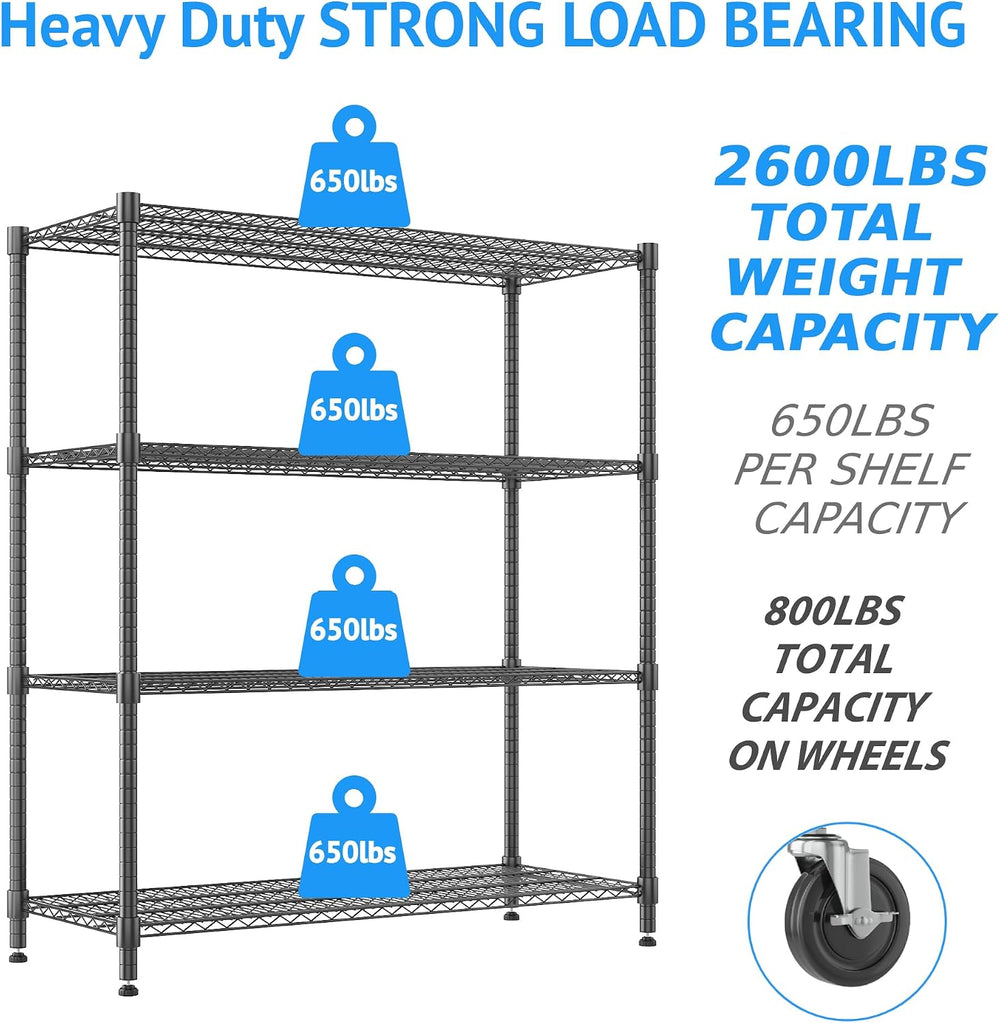 Homdox Heavy Duty Metal Shelves for Storage, 4 Tier Storage Racks and Shelvin...