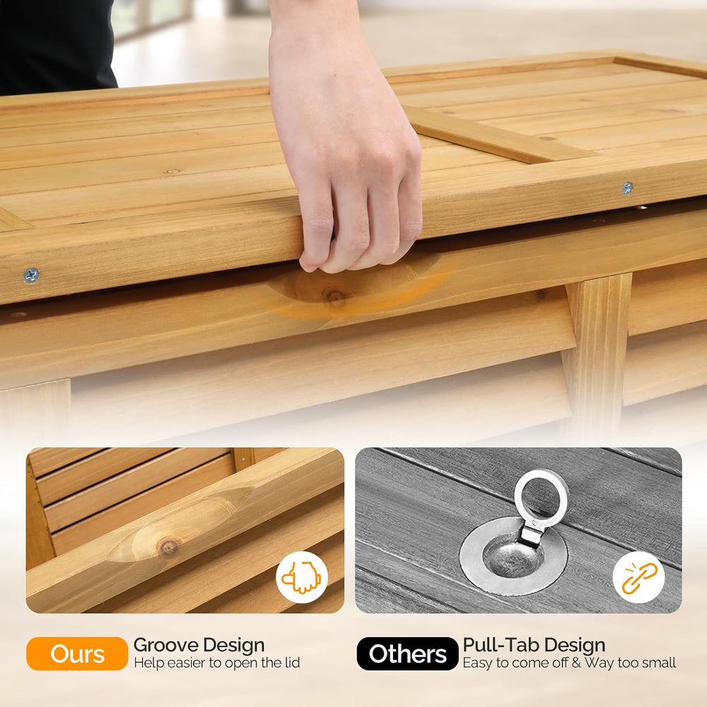 VINGLI 47 Gallon Wood Deck Box (Natural)