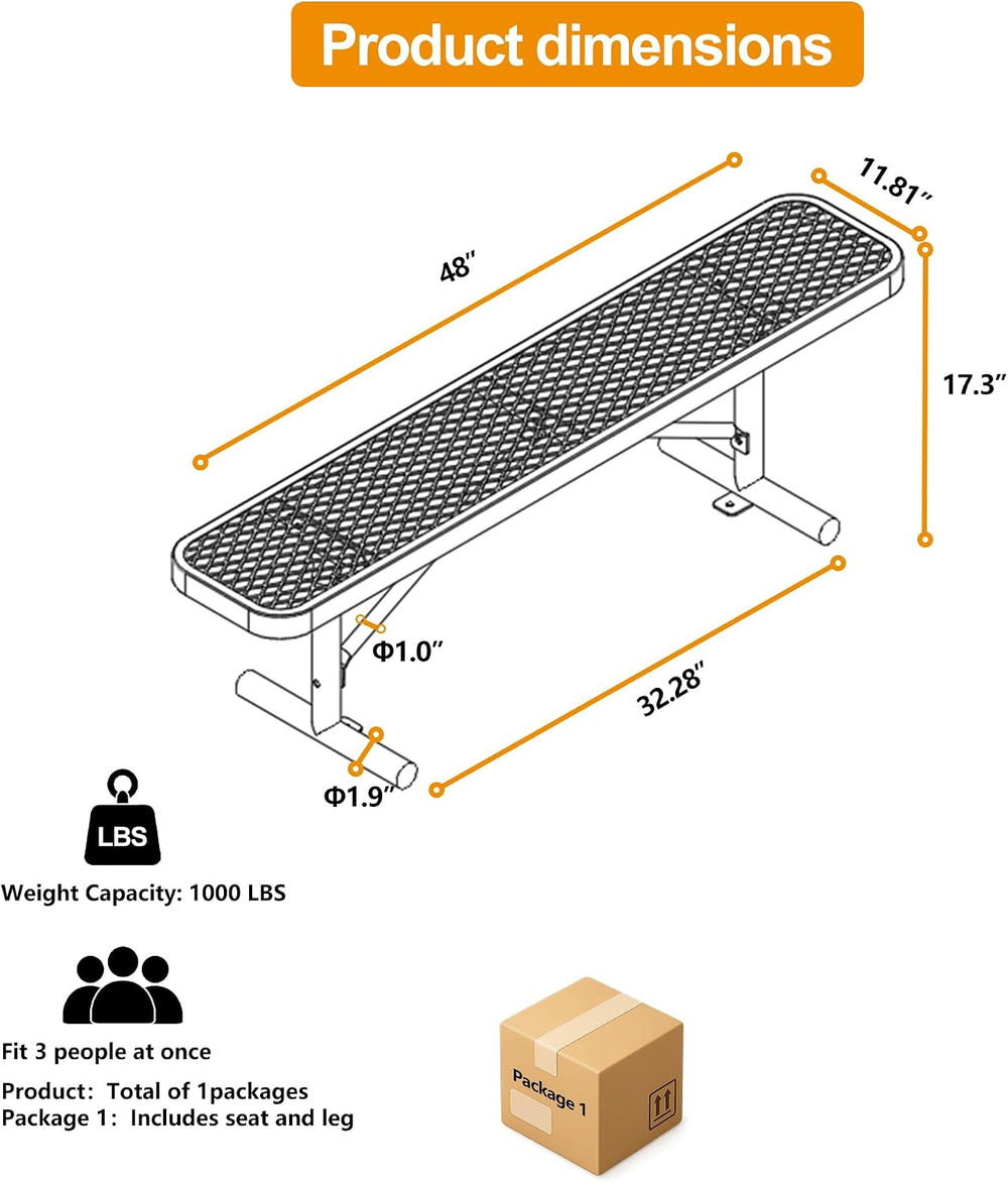 Yaluvantek Outdoor Furniture Expanded Metal Bench, Heavy-Duty Park Steel Benc...