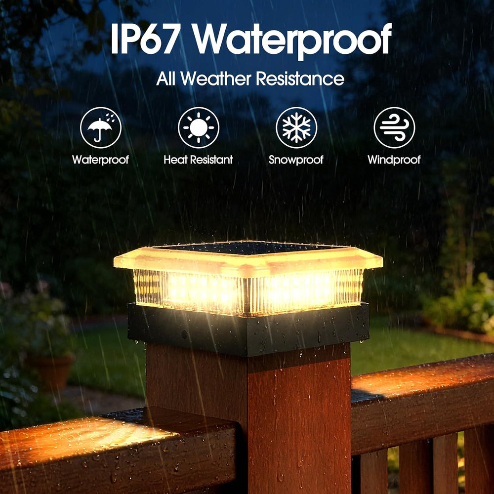 4x4 Solar Post Cap Lights 8 Pack, 96 LED/4 Lighting Fence Post Solar Lights