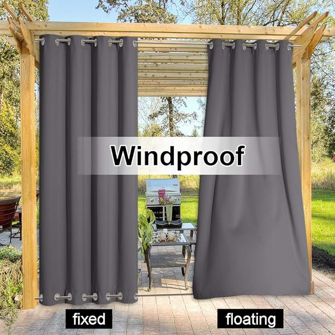 NICETOWN Outdoor Curtain for Patio Waterproof Public Separator, Rustproof Top...
