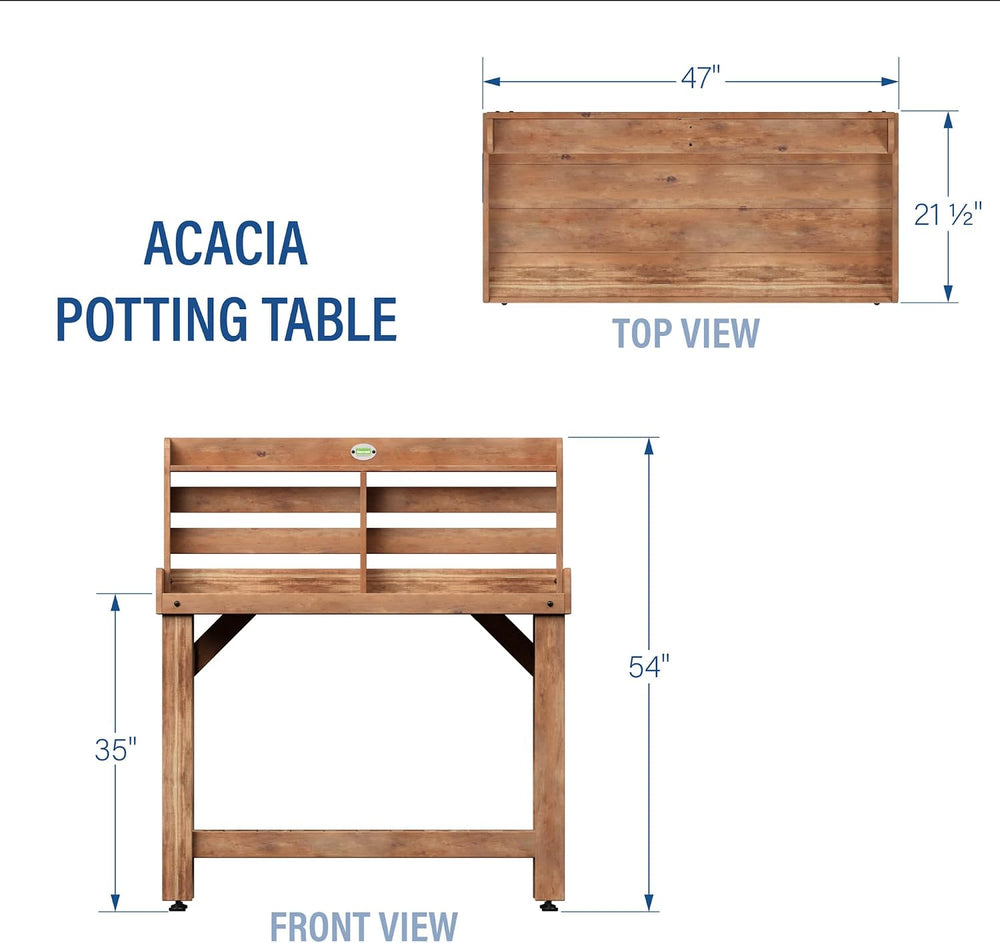 Backyard Discovery 47" Acacia Wood Garden Potting Bench & Serving Ba...