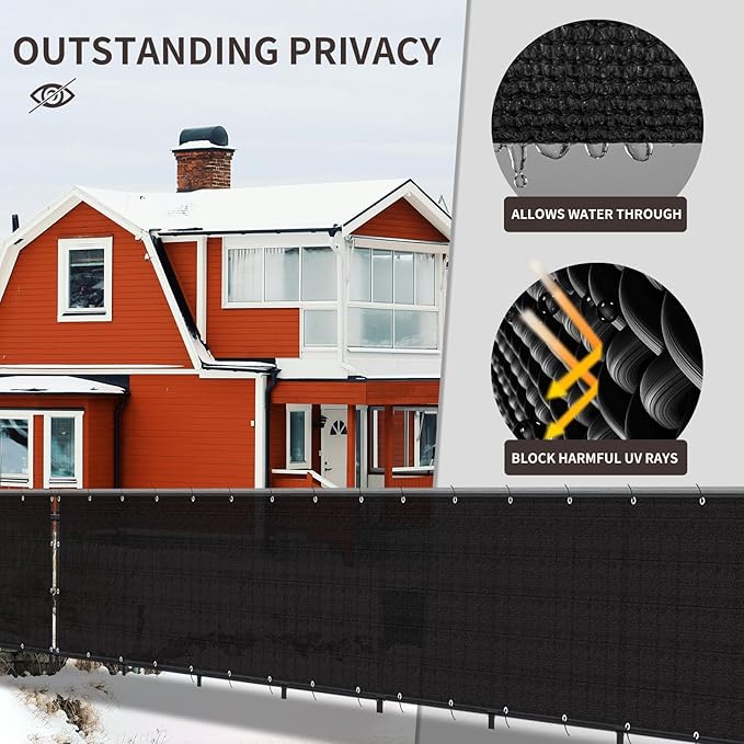LOVE STORY Custom Size 3.3'x6' Black Balcony Privacy Screen,UV Block ...