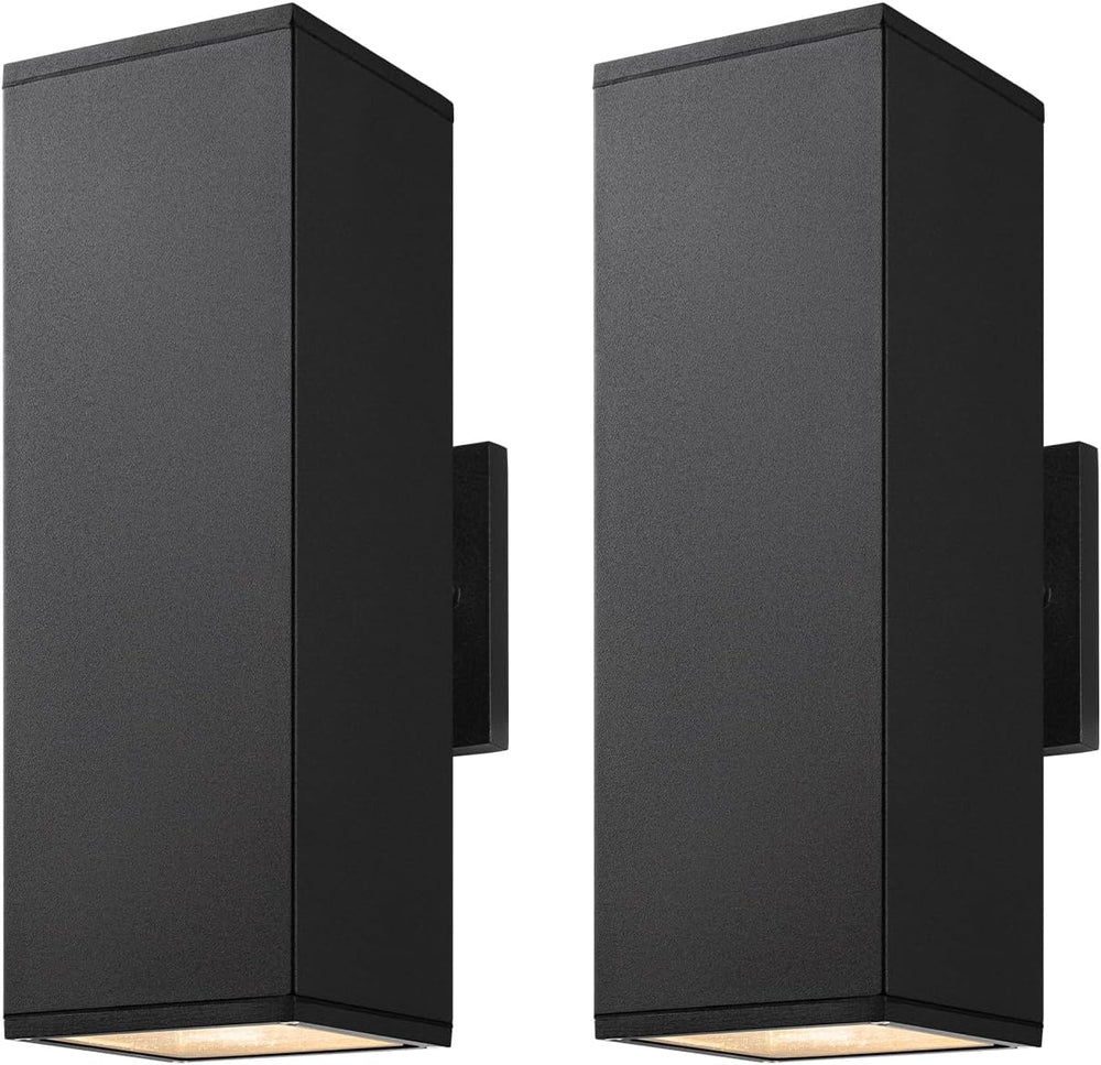 mirrea 14" Modern Outdoor Porch Light in 2 Lights, Matte Black, 2 Pack |...