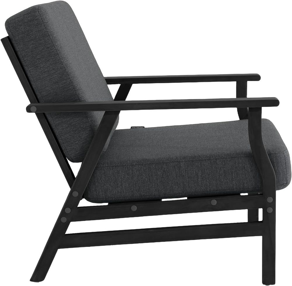 3 Piece Wood Patio Chair Outdoor Bistro Set, Outdoor Armchair All Weather Pat...