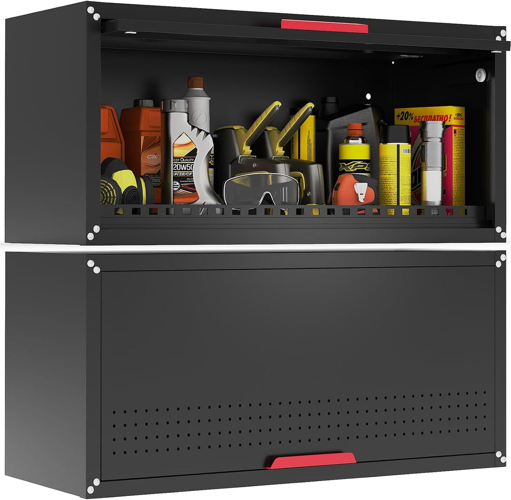 Kelueo 31.5" Metal Wall Cabinet,Garage Wall Cabinet with Up-Flip Door