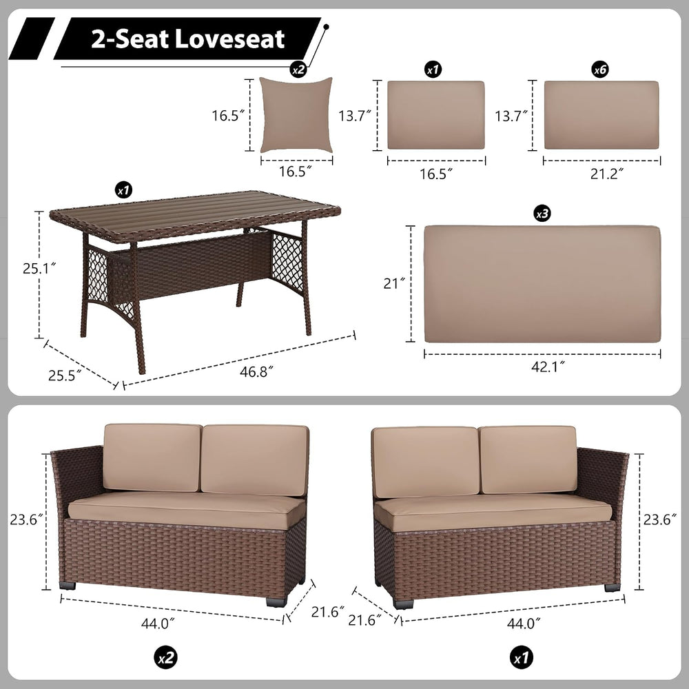 KIGOTY 7 Piece Patio Furniture Set, Outdoor PE Wicker Rattan Outdoor Dining S...