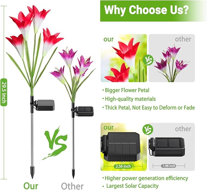 KOOPER Outdoor Solar Lights, 6 Pack Solar Garden Light with Bigger Lily Flowe...