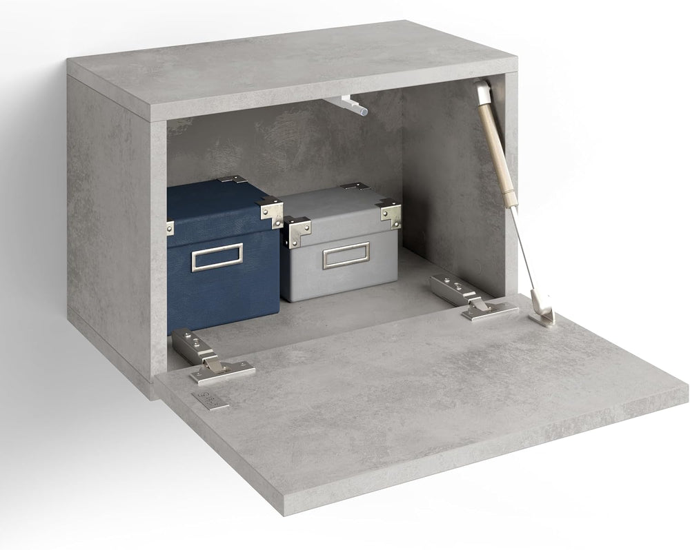 Mobili Fiver, Iacopo Cube wall Unit with Door, Concrete Effect, Grey, Made in...