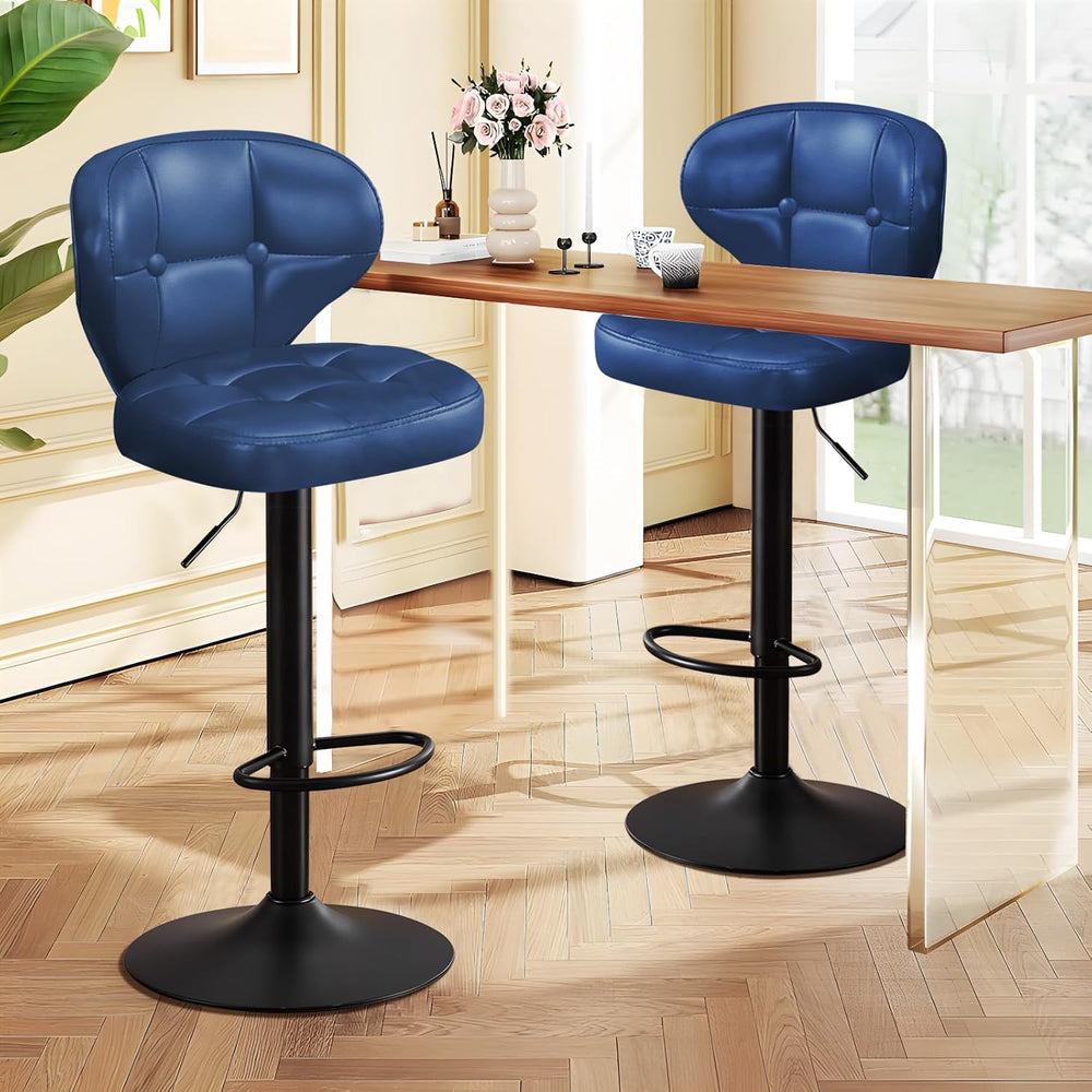Bar Stools Set of 6, Adjustable Swivel Bar Chairs with 360° Rotation, Padded ...