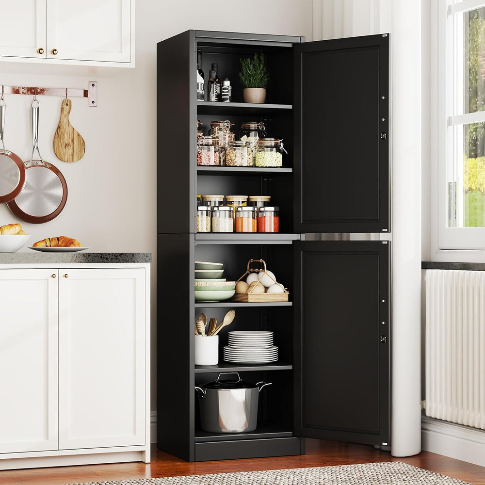 67" Black Lockable Tall Narrow Metal Storage Cabinet