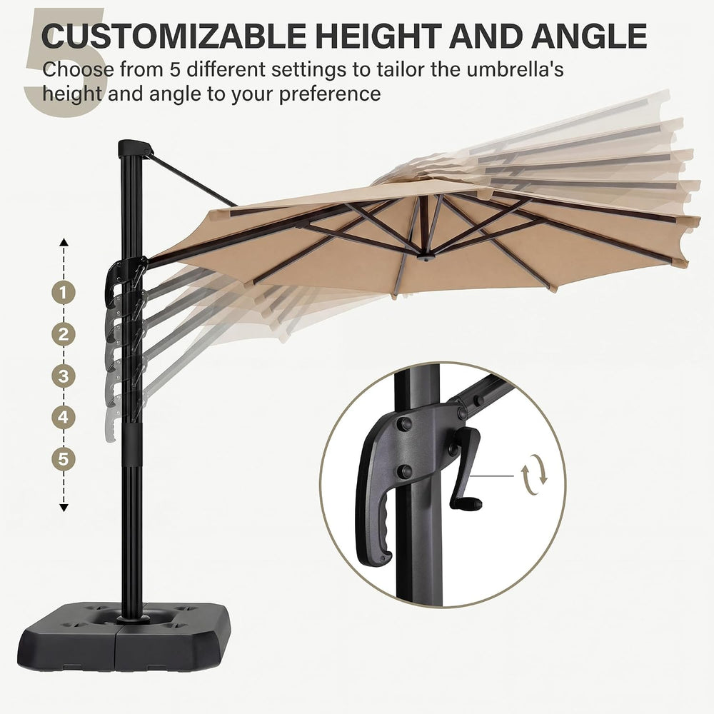 Patio Umbrella Outdoor, 10 FT Cantilever Umbrella Aluminum Offset Umbrella wi...