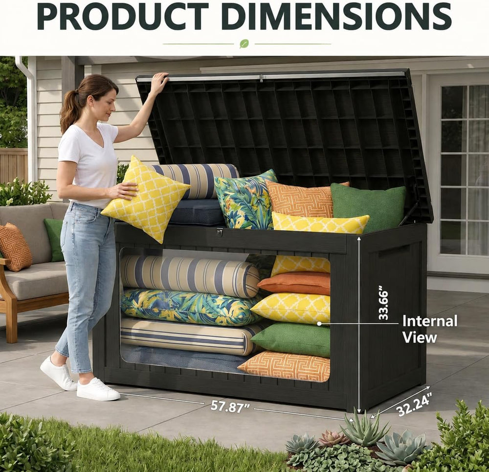 270 Gallon Lockable Resin Outdoor Storage Box, Waterproof & Weather Resis...