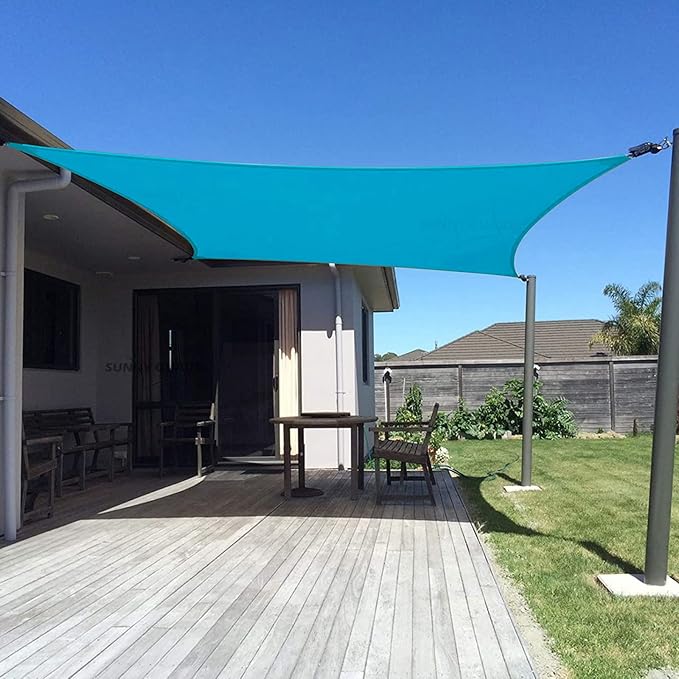 SUNNY GUARD Sun Shade Sail 10' x 13' Rectangle Turquoise Blue UV Bloc...