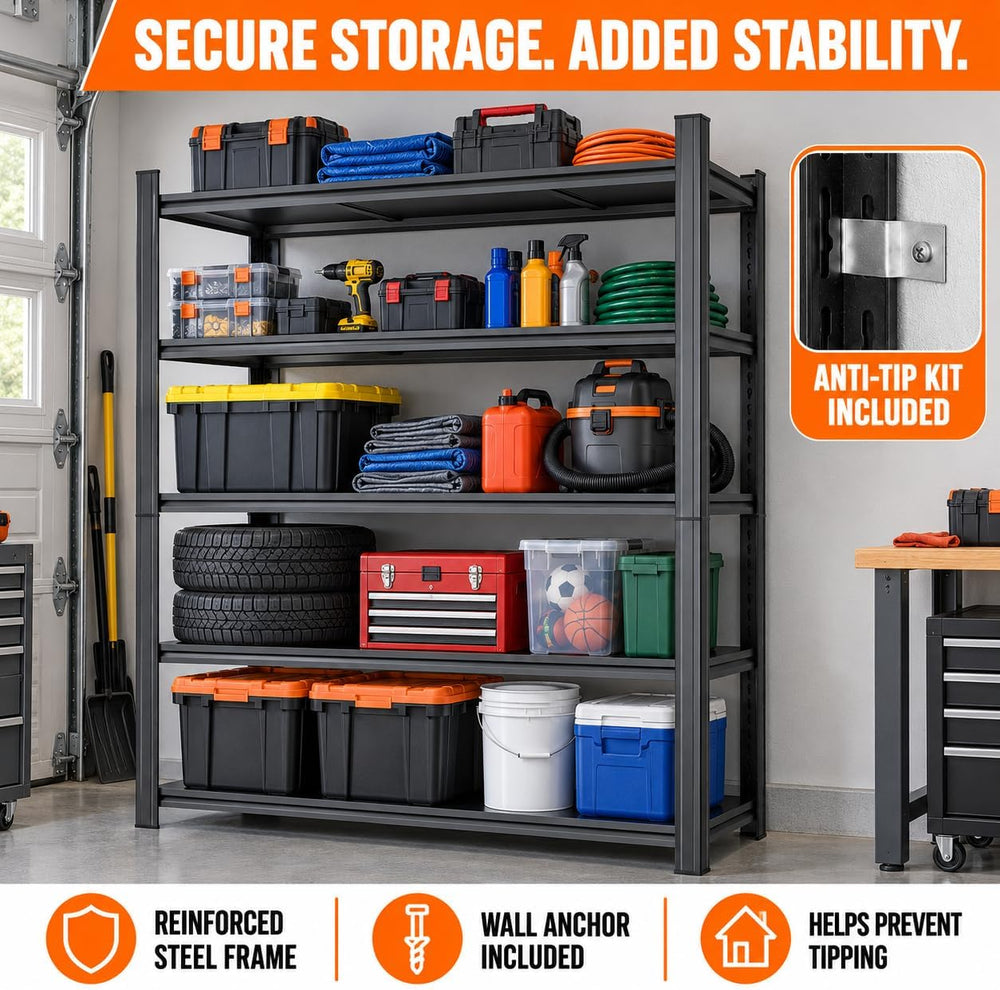 Garage Shelving 72"H x 40"W x 18"D Heavy Duty Storage Shelves ...