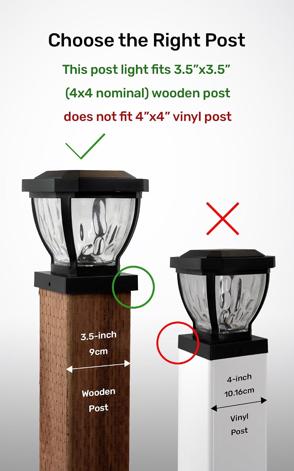 Home Zone Living 2PK Solar Post Cap Lights, Decorative Glass, Black