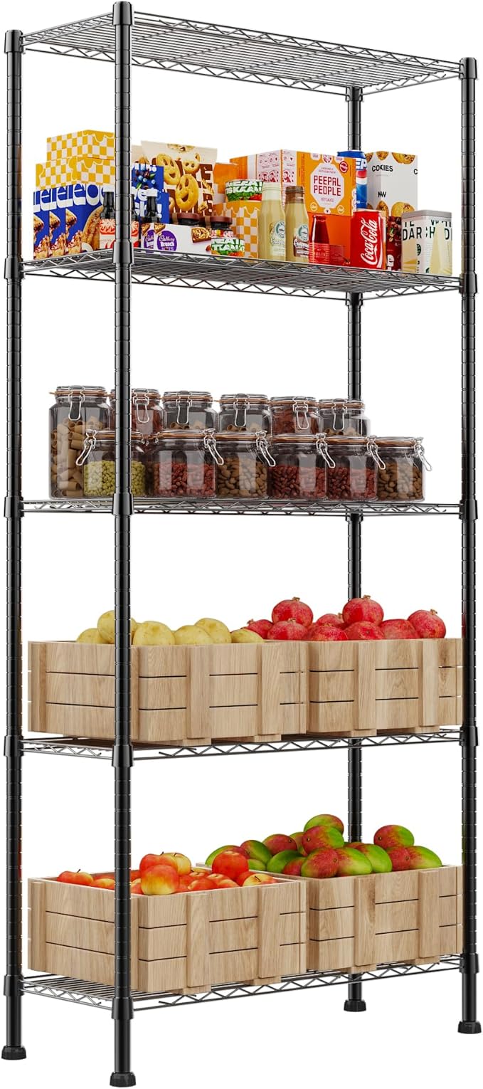 REGILLER 5-Wire Shelving Metal Storage Rack Adjustable Shelves,Standing Stora...