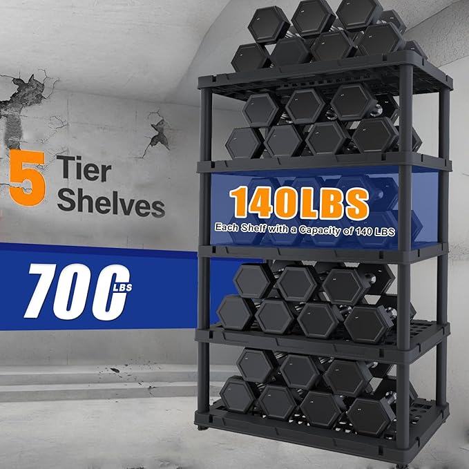Plastic Storage Shelves, Plastic Heavy Duty Shelves 16.93" D x 35.43&quo...