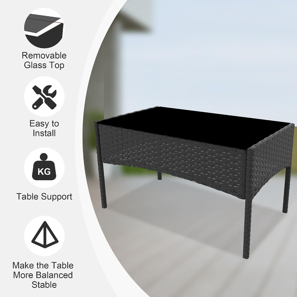 4-Piece Outdoor Patio Furniture Set, Wicker Furniture with Coffee Table, Mode...
