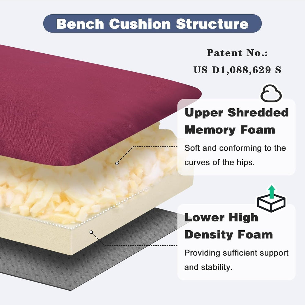 baibu Waterproof Outdoor Bench Cushion with Ties, 45 x 16 x 3.5 Inch, Red