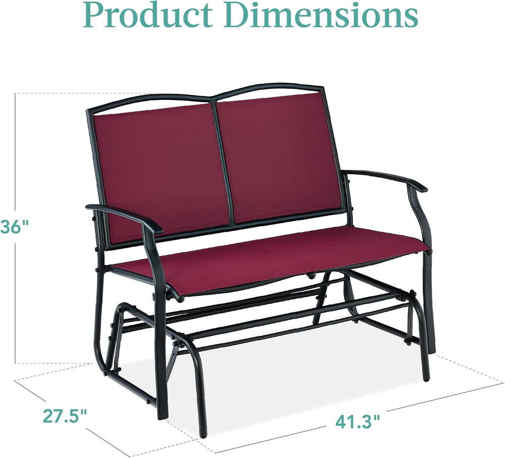 Best Choice Products 2-Person Outdoor Patio Swing Glider Steel Bench Loveseat...