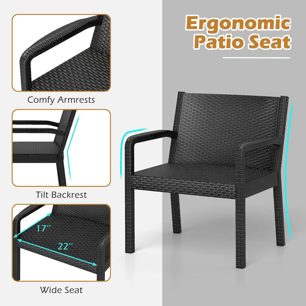 COSTWAY 3 Piece Patio Furniture Set, Outdoor PP Rattan Wicker Furniture Set