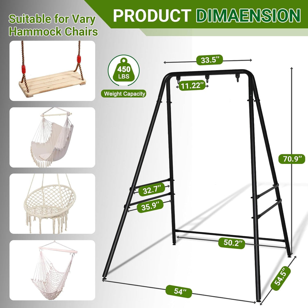 Metal A-Frame Hammock Chair Stand with 3 Hanging Holes