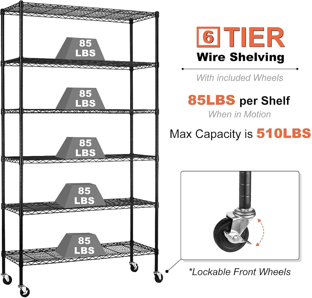 Meet perfect 6-Tier Storage Shelves NSF Certified Wire Shelving Unit on Wheel...