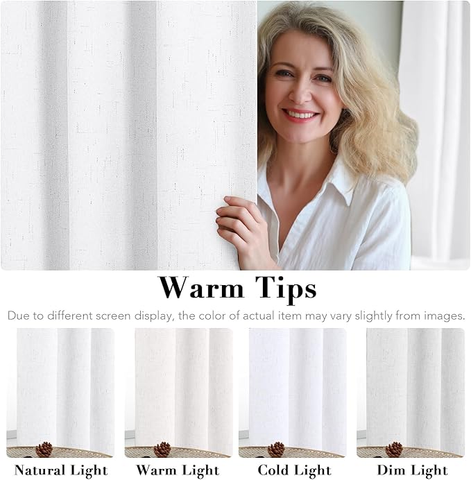 H.VERSAILTEX Linen Blackout Curtains Durable Thick Textured Linen Look 100% B...