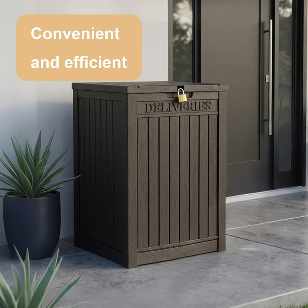 PatioZen Package Delivery Box, Waterproof Outdoor Container Lockable, Black