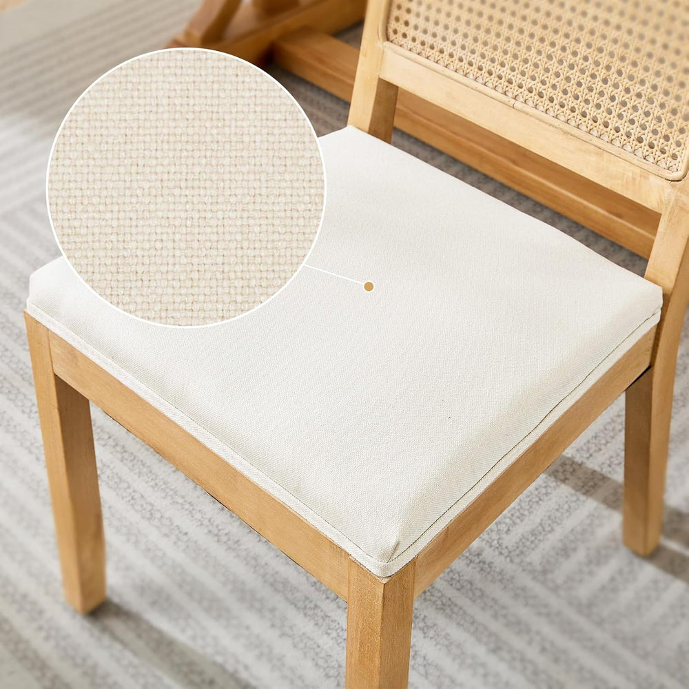 French Country Dining Chairs, Beige Color Rattan, Set of 4