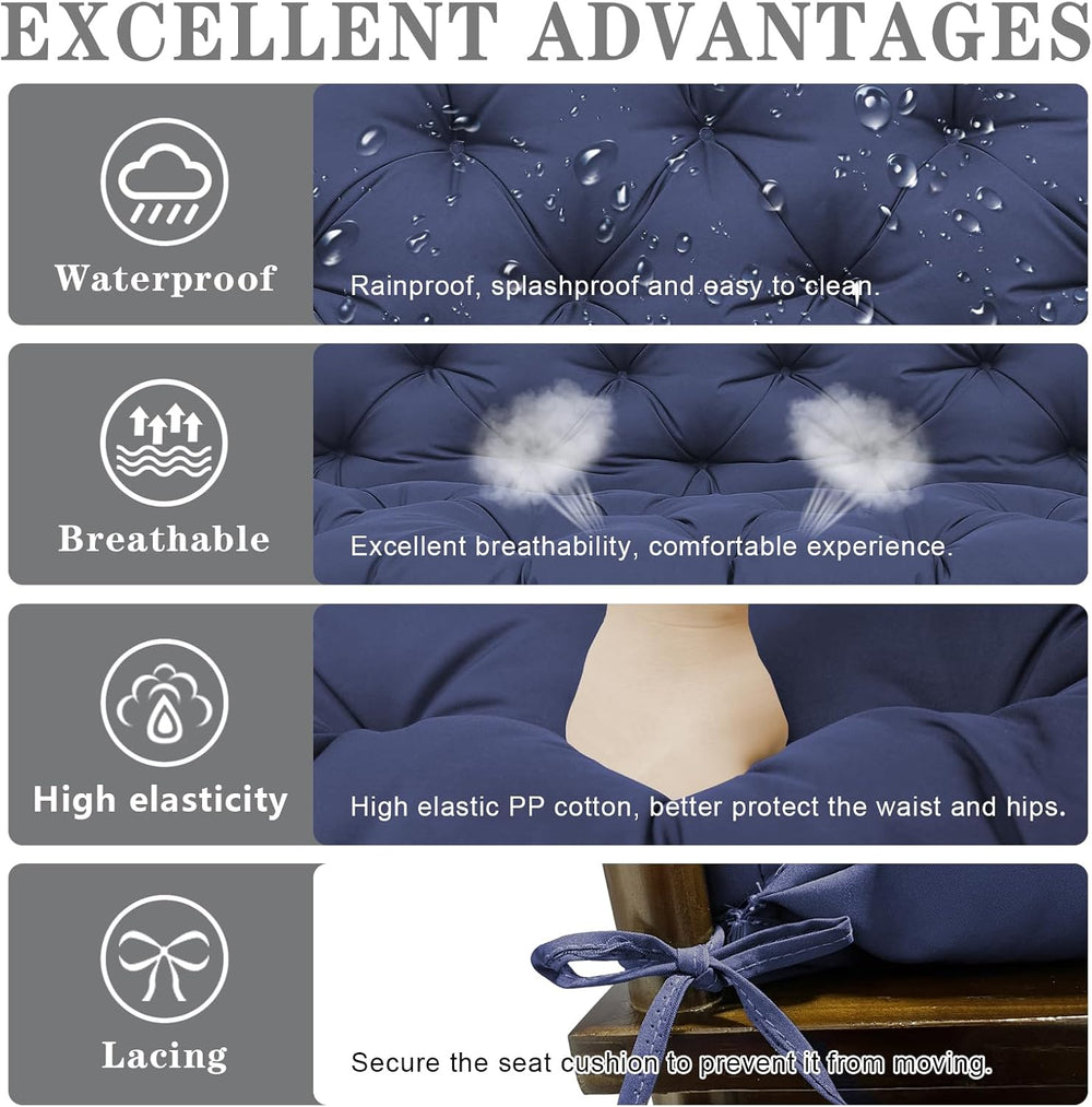 Porch Swing Cushions Outdoor, 5 Inch Thick Waterproof 2-3 Seater Replacement ...