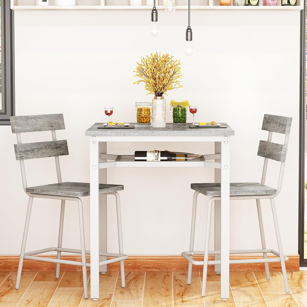 Hooseng 3 Piece Bar Table and Chairs Set, Counter Height Small Dining Table w...