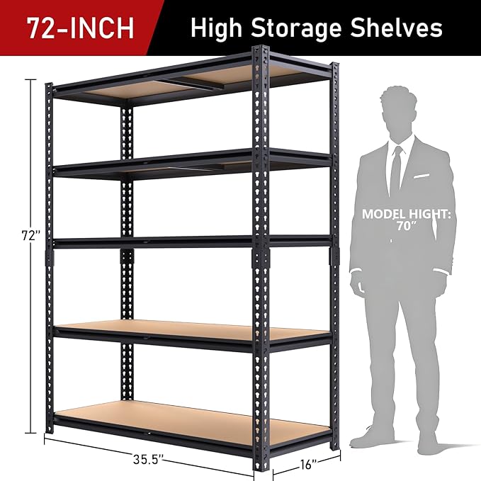 72" H Storage Shelves,Storage Shelves Heavy Duty,2400LBS Metal Shelving ...