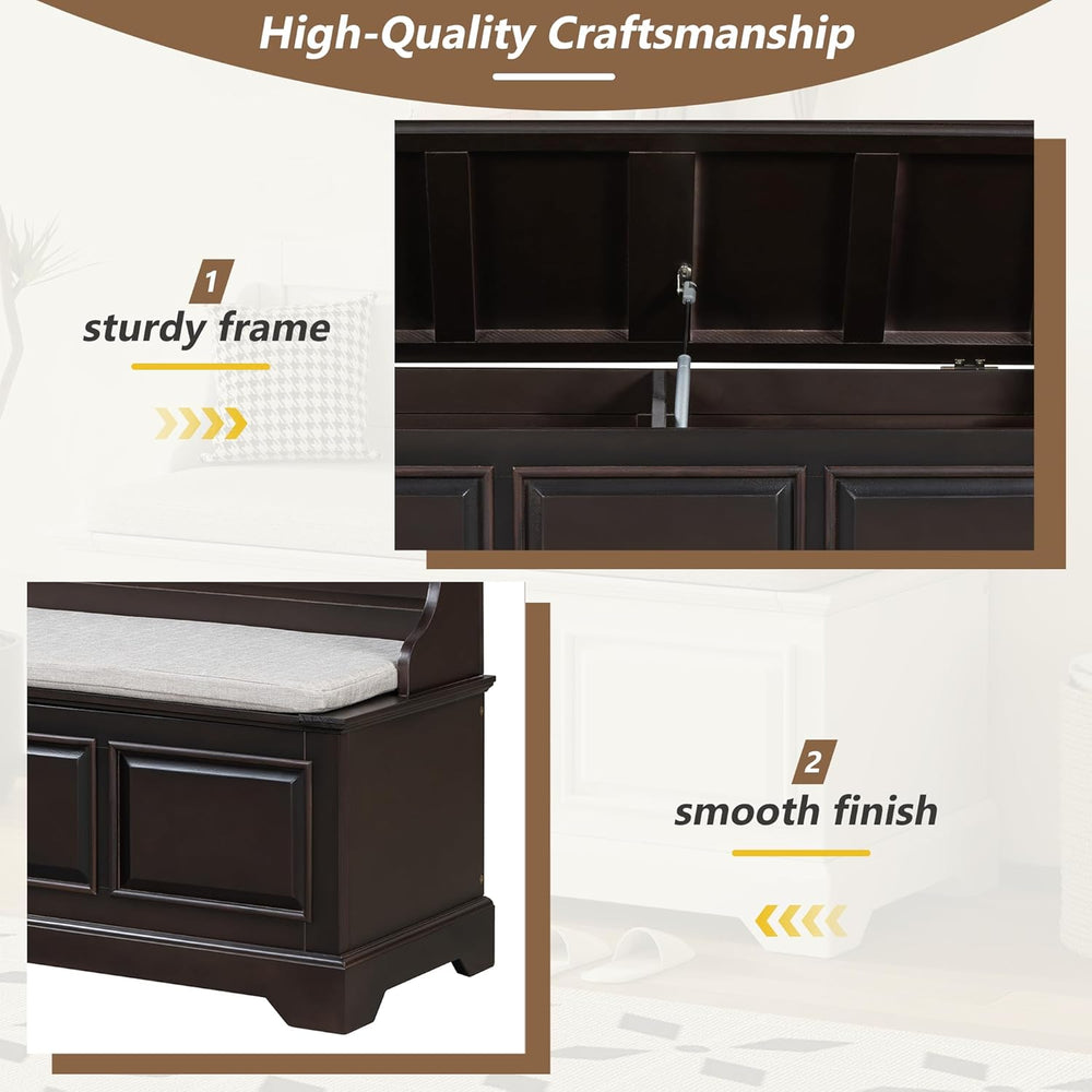 LUMISOL Farmhouse Storage Bench, Entryway Shoe Bench with Cushion and Hidden ...