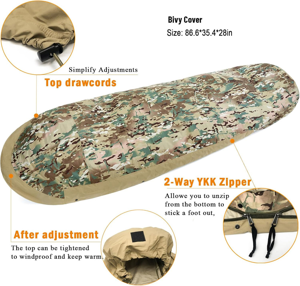 MT Army Military Modular Sleeping Bags System, Multi Layered with Bivy Cover ...