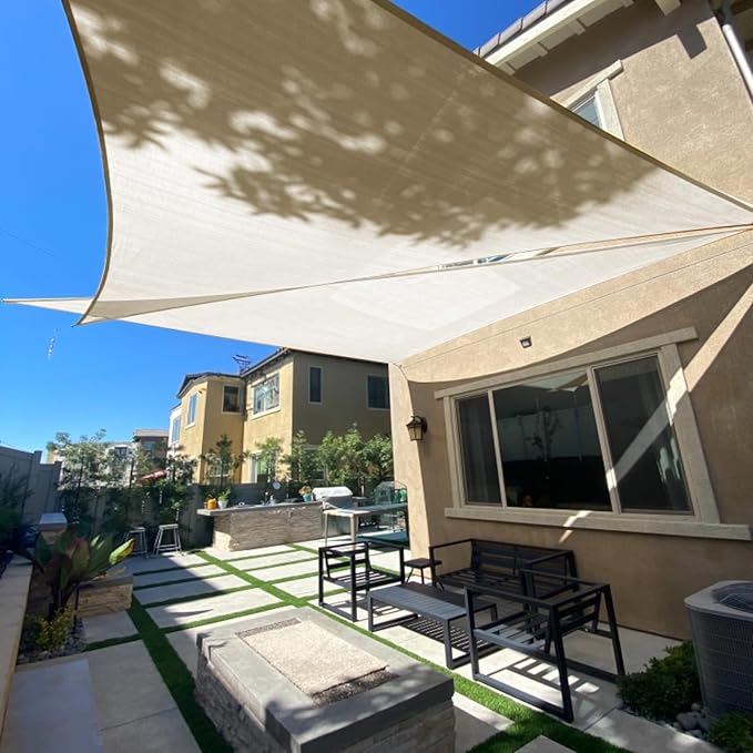 SUNLAX Sun Shade Sail 12' x 12' x 17' Butter Cream Right Triangle...