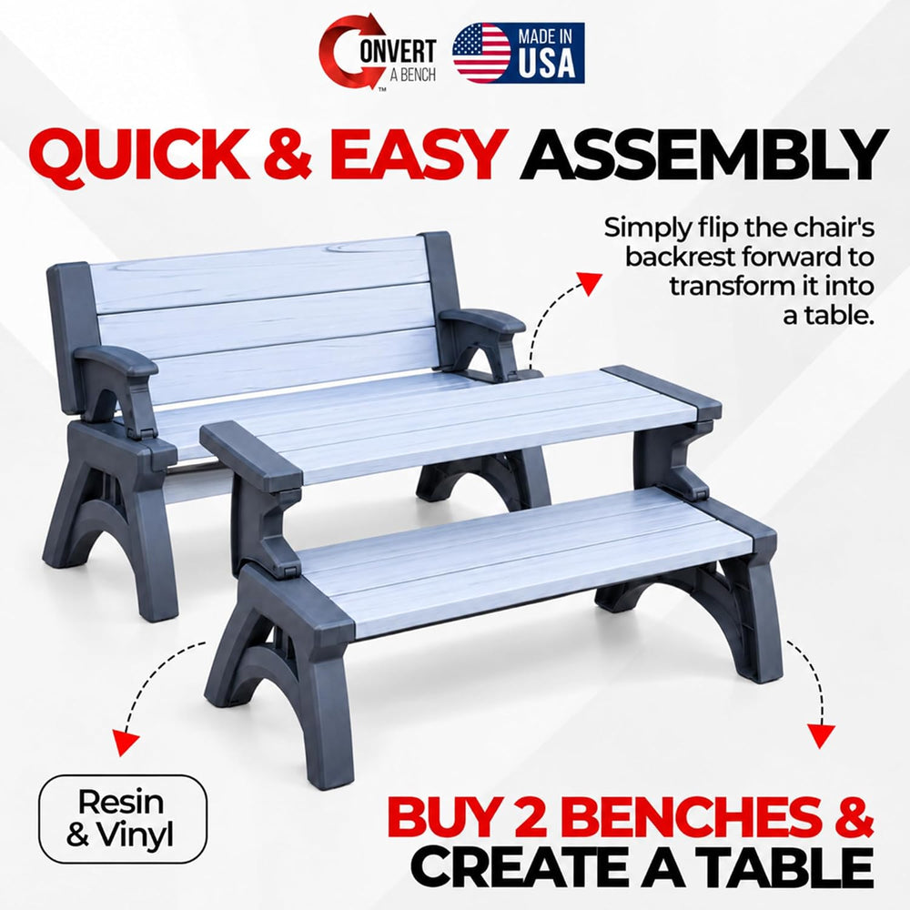 Convert-a-Bench 2-in-1 Outdoor Bench & Folding Picnic Table, Convertible