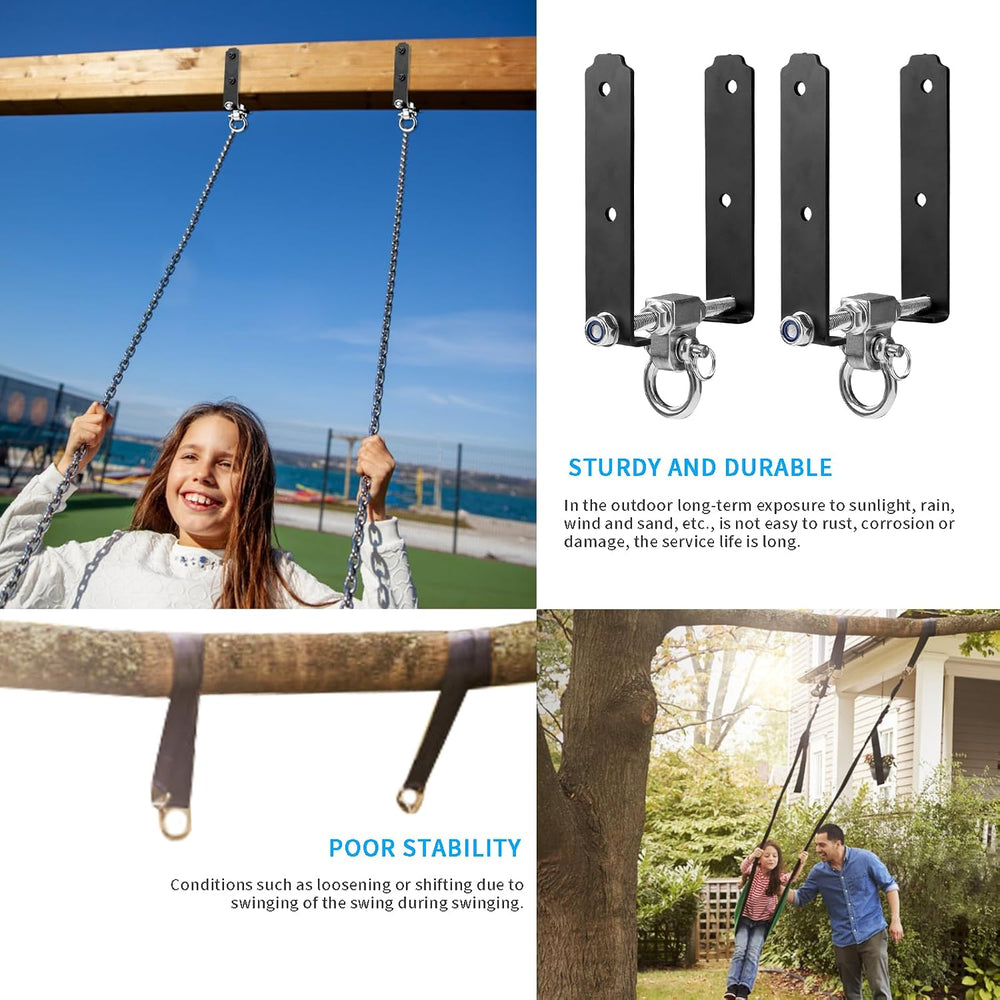2 Heavy Duty Swing Hangers, Wooden 180° Swing Set Accessories Hammock 660LB C...