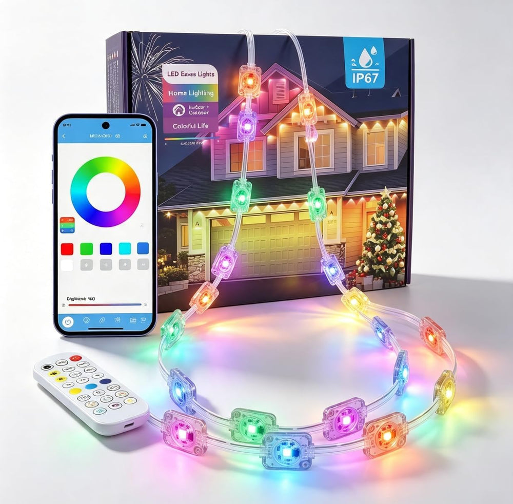 100FT Smart Permanent Outdoor Lights Eaves String | IP67 waterproof, APP &amp...