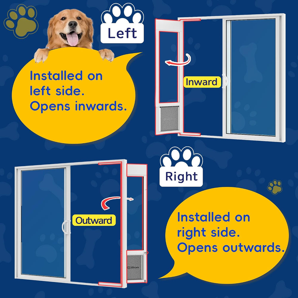Medium Dog Door for Sliding Glass Doors, Adjustable Height 75 7/8" to 81...