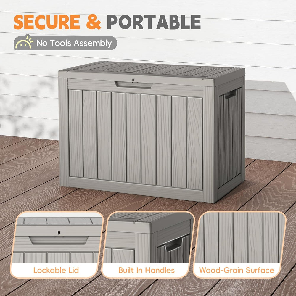 LubanNese Outdoor Storage Box, 50 Gallon Waterproof Resin Deck Box, Storage B...