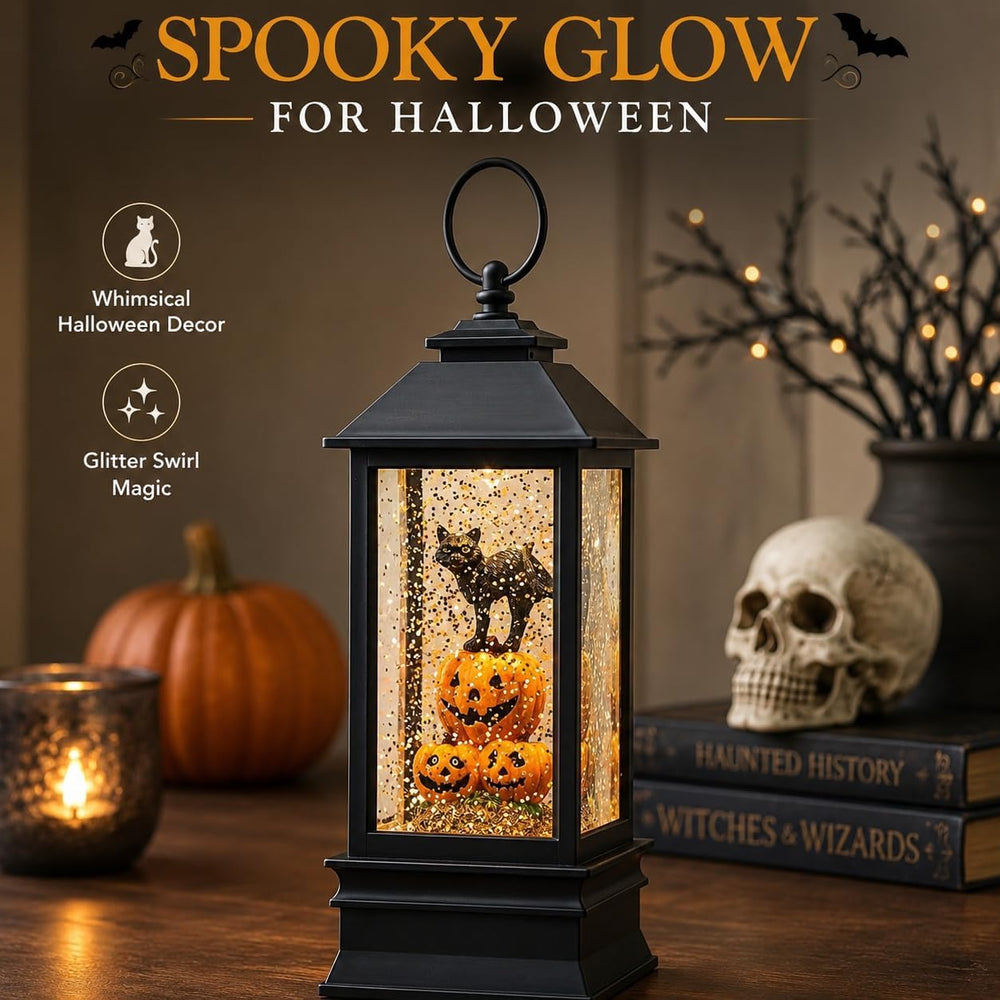 10'' Halloween Snow Globe Lantern Lighted Musical Water Lantern Spook...