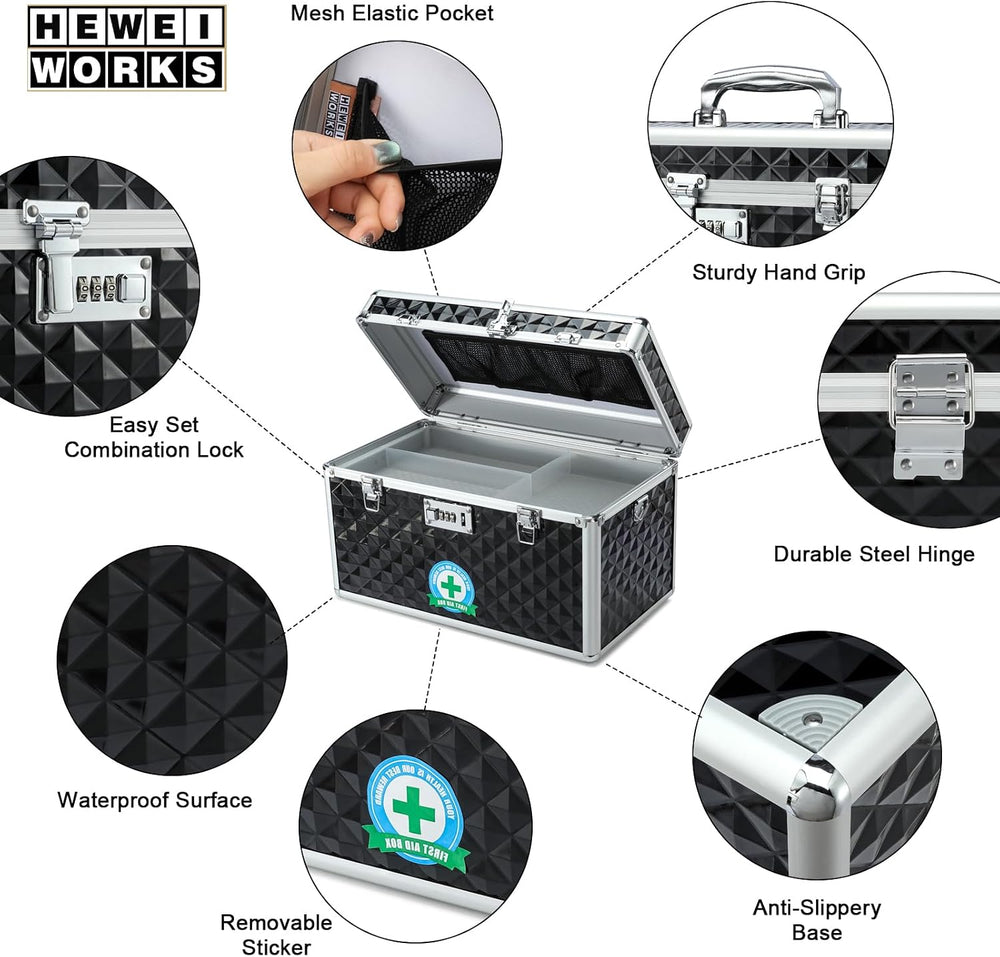 Storage Lock Box with Combination Lock, Lockable Medicine Storage Box, Empty ...