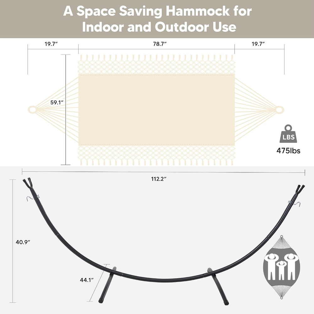 Portable Outdoor Hammock with Stand Included, Double Hammock with Tassel for ...