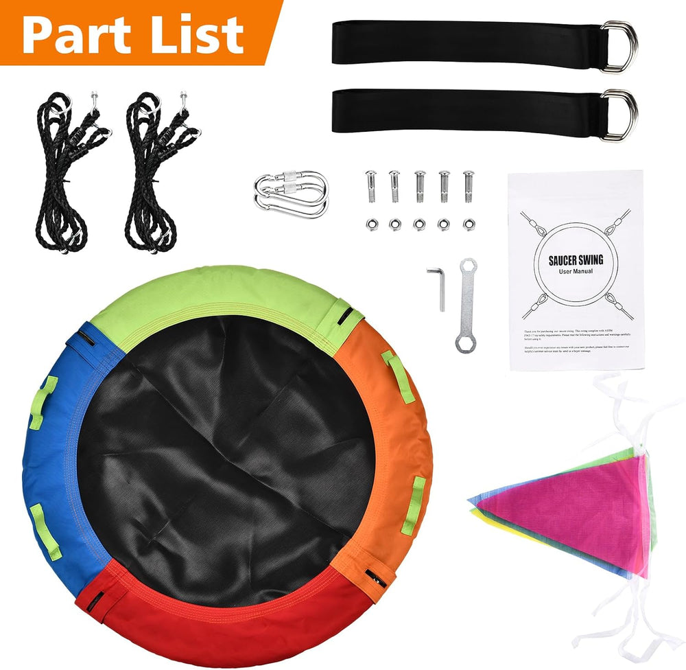 Tree Swing, Saucer Swing, 40 inch Swing for Backyard Outdoor, Multicolor