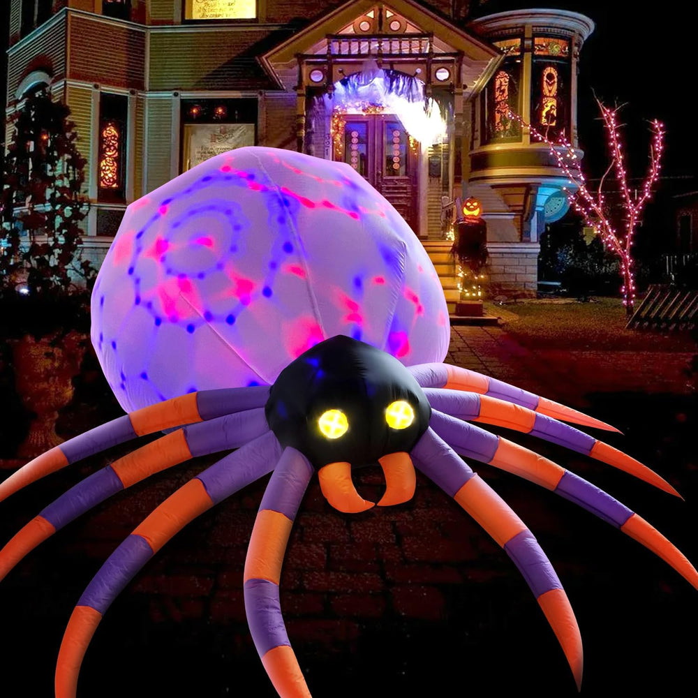 DomKom 8FT Halloween Inflatable Decorations Spider, Build-in Magic LED Lights...