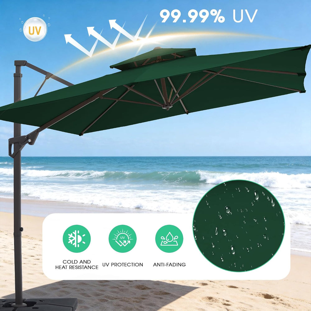 JEAREY 9x9 ft 2-Tier Cantilever Patio Umbrella, Outdoor Offset Umbrella